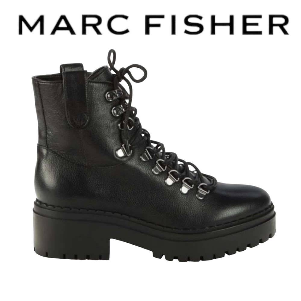 Marc Fisher Ltd Black Leather Combat/Moto Boots. Size 8.5. NWT in Box.